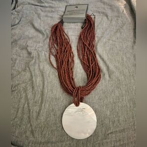 New York and Co. Brown Multistrand With Round Shell Necklace